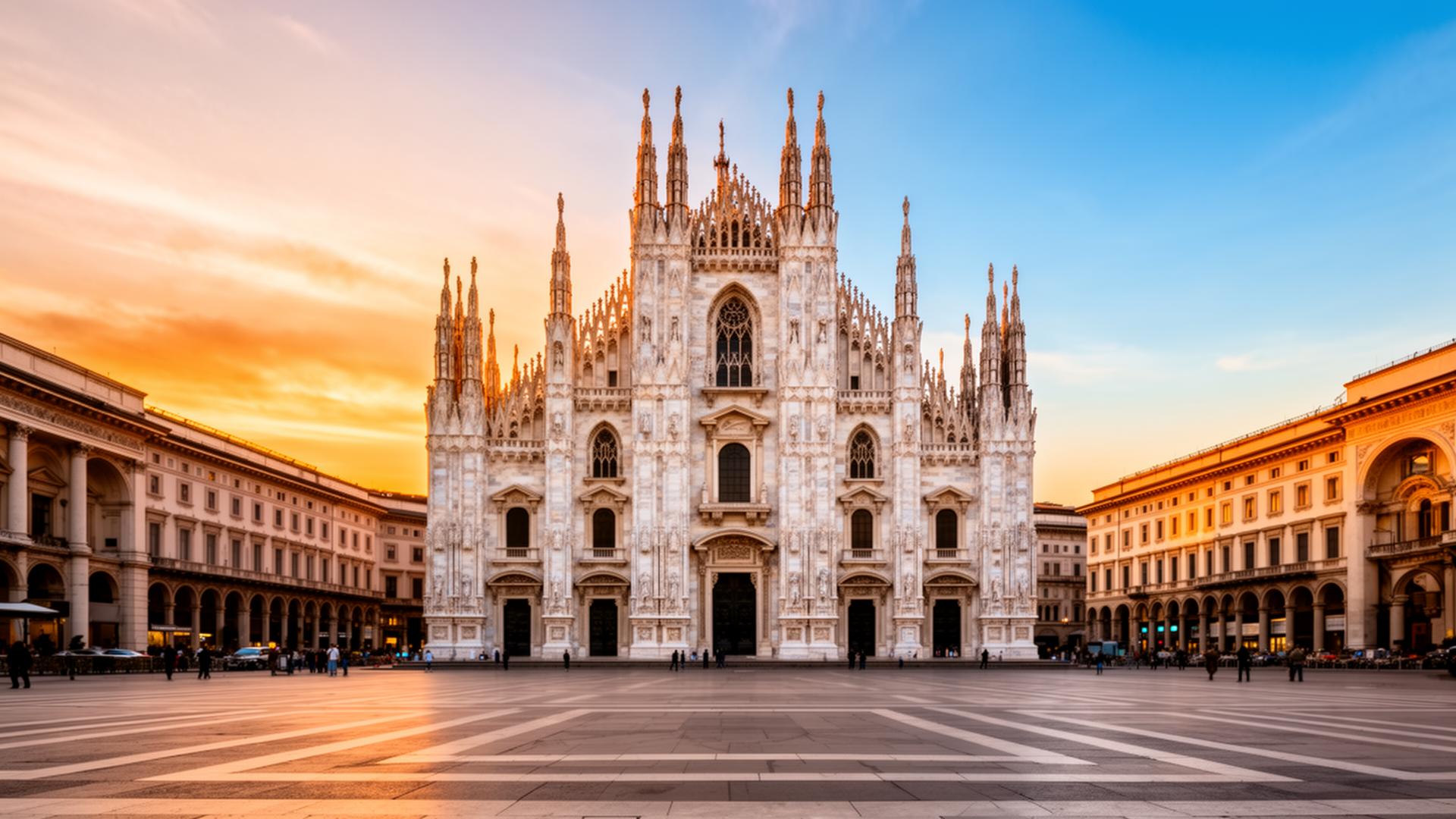 View of Piazza del Duomo and Milan Cathedral